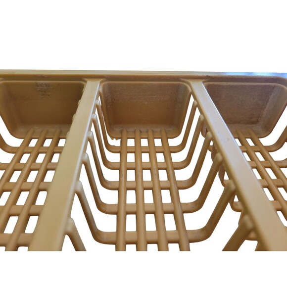 Vintage Plastic Drawer Organizer Silverware Mustard Yellow Celluloid Weave Tray - Picture 7 of 10